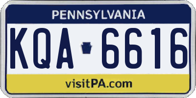 PA license plate KQA6616