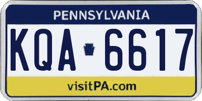 PA license plate KQA6617