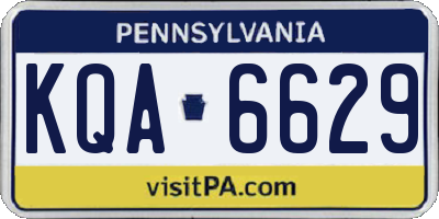 PA license plate KQA6629