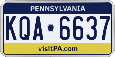 PA license plate KQA6637