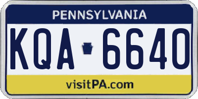 PA license plate KQA6640