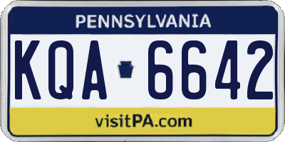 PA license plate KQA6642
