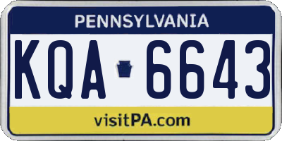 PA license plate KQA6643