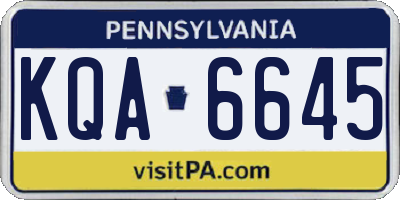 PA license plate KQA6645