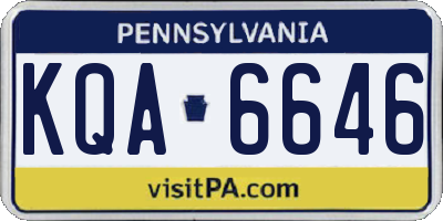 PA license plate KQA6646