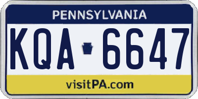 PA license plate KQA6647