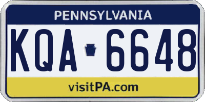 PA license plate KQA6648