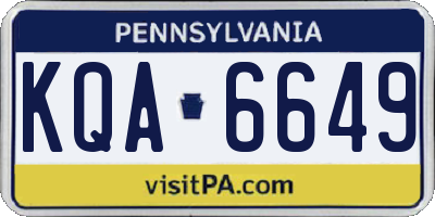 PA license plate KQA6649