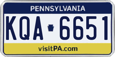 PA license plate KQA6651