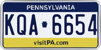 PA license plate KQA6654