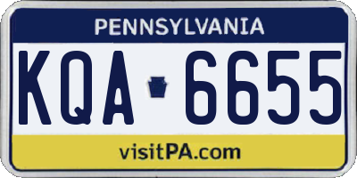 PA license plate KQA6655