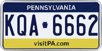 PA license plate KQA6662