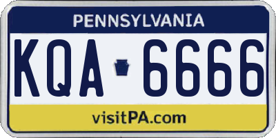 PA license plate KQA6666