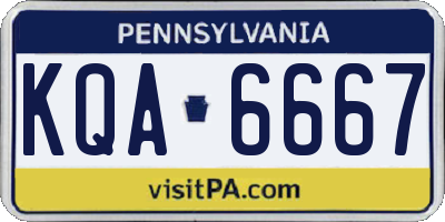 PA license plate KQA6667