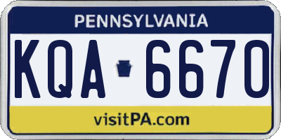PA license plate KQA6670