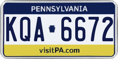 PA license plate KQA6672