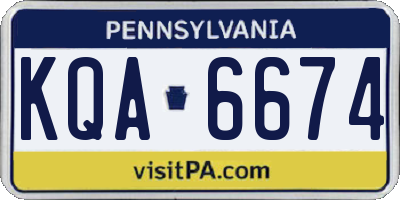 PA license plate KQA6674