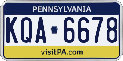 PA license plate KQA6678