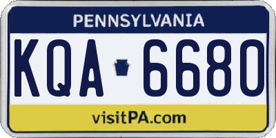 PA license plate KQA6680