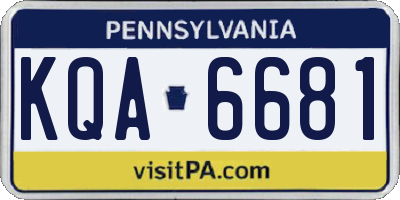PA license plate KQA6681