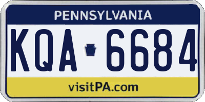 PA license plate KQA6684