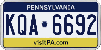 PA license plate KQA6692
