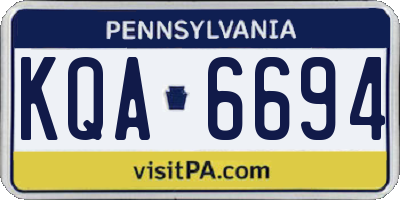 PA license plate KQA6694