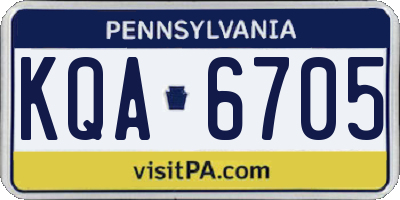 PA license plate KQA6705