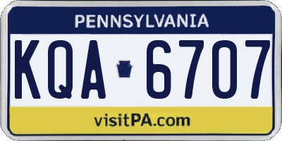 PA license plate KQA6707