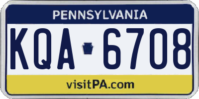 PA license plate KQA6708