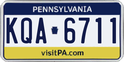 PA license plate KQA6711