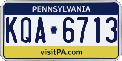 PA license plate KQA6713