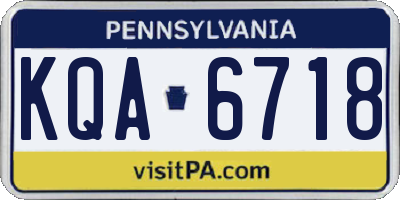 PA license plate KQA6718