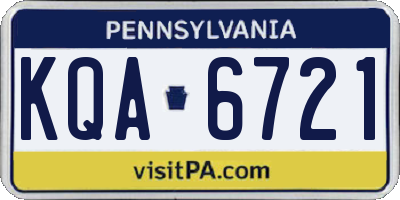 PA license plate KQA6721