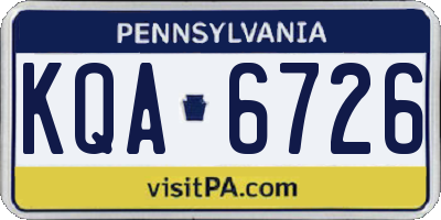PA license plate KQA6726