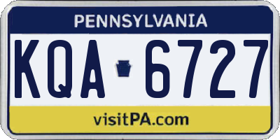 PA license plate KQA6727
