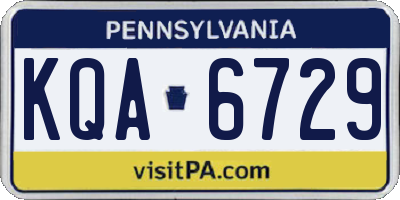 PA license plate KQA6729