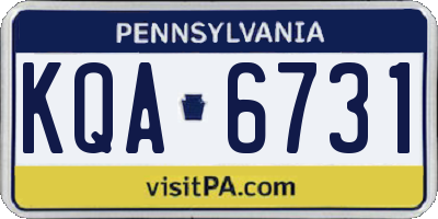 PA license plate KQA6731