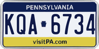 PA license plate KQA6734