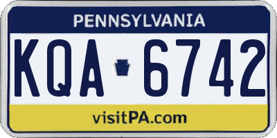 PA license plate KQA6742