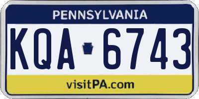 PA license plate KQA6743