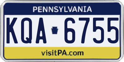 PA license plate KQA6755