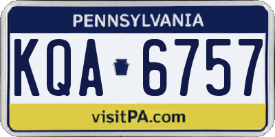 PA license plate KQA6757