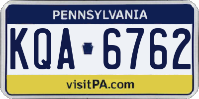 PA license plate KQA6762