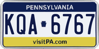 PA license plate KQA6767