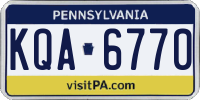 PA license plate KQA6770