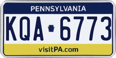 PA license plate KQA6773