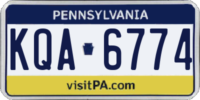 PA license plate KQA6774