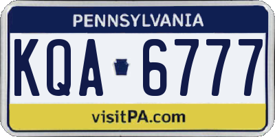 PA license plate KQA6777