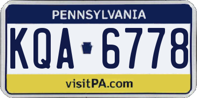 PA license plate KQA6778